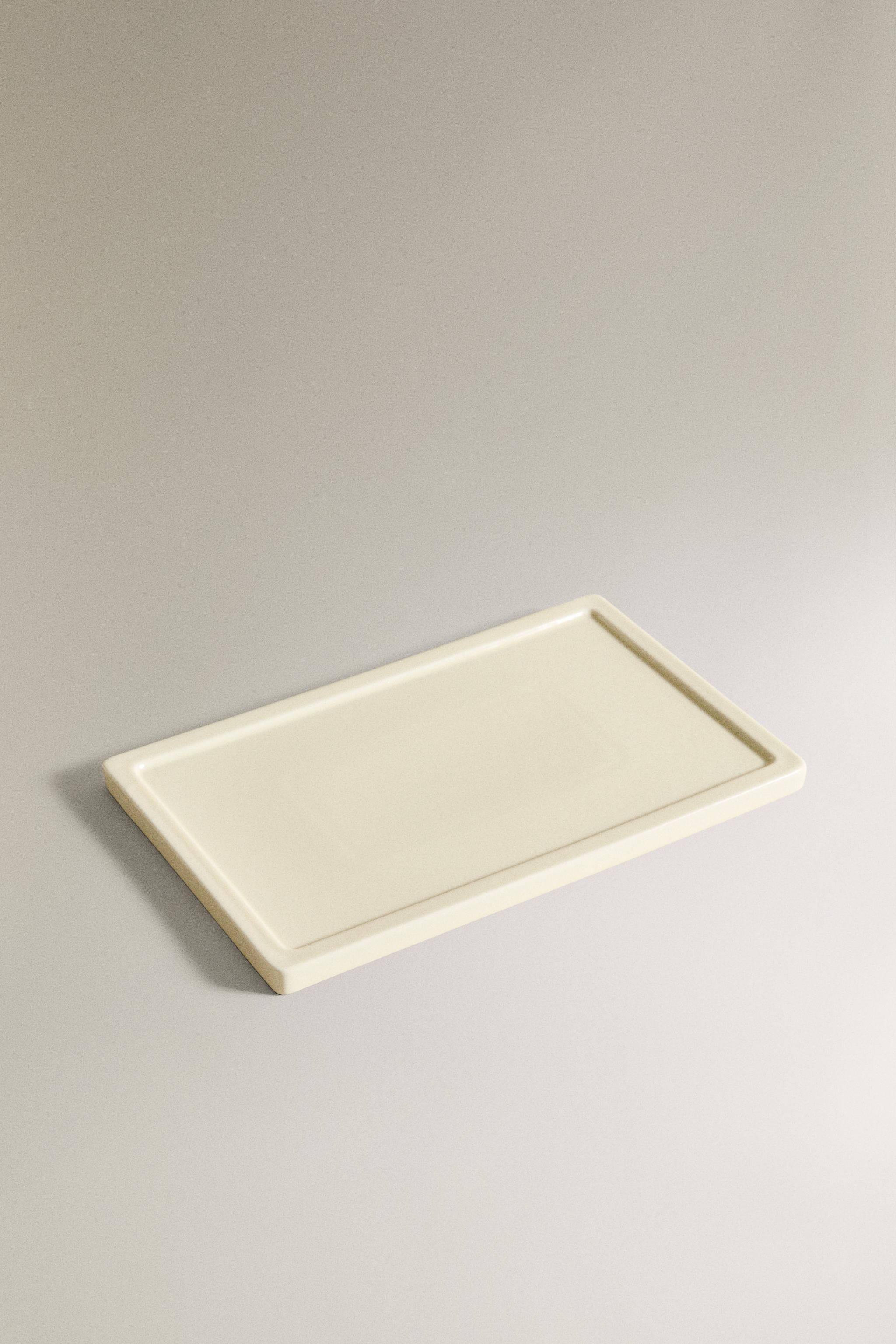 RECTANGULAR CERAMIC BATHROOM TRAY